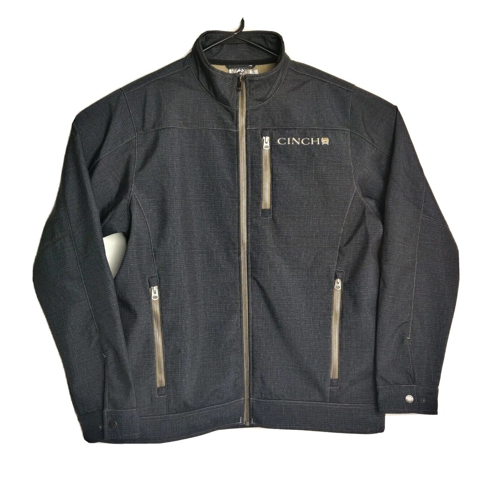 Cinch Mens Concealed Carry Textured Bonded Zip Jacket Large Fleece Lining EUC